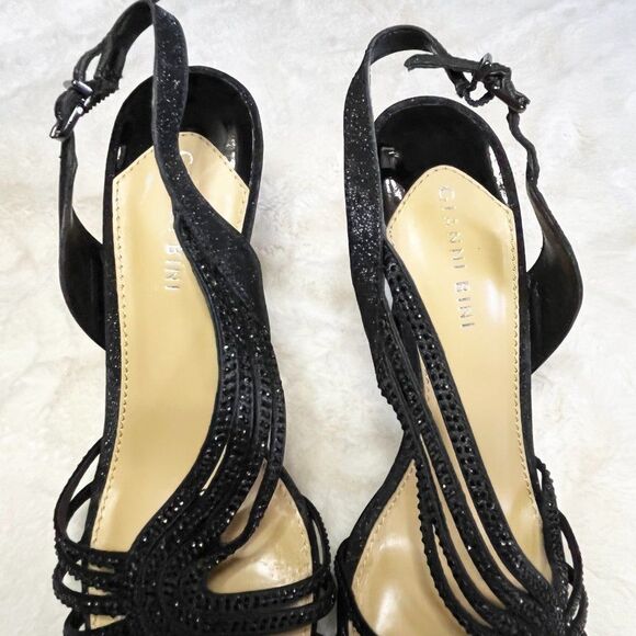 Gianni Bini Black Sparkly Embellished Formal Prom Heels Size 9 - Picture 6 of 14